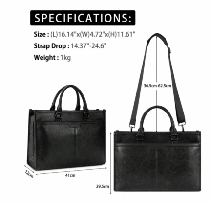 NEWHEY กระเป๋าเอกสารธุรกิจ กระเป๋าเอกสารสำหรับผู้ชาย สีดำ